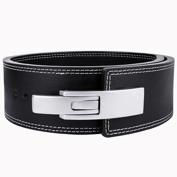 GINGPAI SPORT健身腰带牛皮举重硬拉护腰带男女杠杆扣收腹健美力量器械训练深蹲 黑色S码