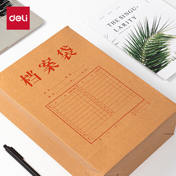 得力（deli）10只A4混浆250g牛皮纸档案袋 侧宽10cm 大容量标书合同文件资料袋票据收纳 办公用品 8387