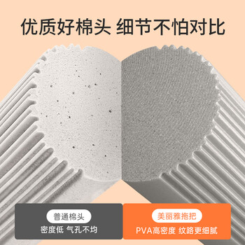 美丽雅胶棉拖把28cm2拖头吸水海绵一键卸头免手洗一拖净干湿两用墩布