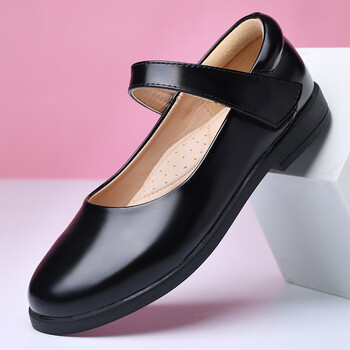 初中中学生女生黑色皮鞋女童黑色公主演出软底大童白色英伦单鞋儿童