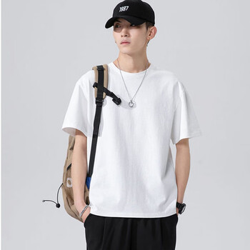 阿玛瑟(amase)小白t短袖t恤男士重磅t恤日系纯白色阿美咔叽正肩宽松