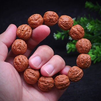 魅星紫 蛤蟆头核桃手串野生正圆秋子桃核手串文玩2.