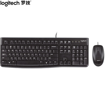 罗技（Logitech）MK120有线键盘鼠标套装 USB接口有线键鼠套装 罗技经典办公键鼠套装 黑色