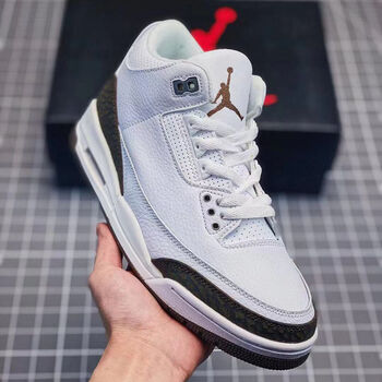 aj3藤原浩闪电米白灰赛车蓝黑白水泥头层牛皮aj3男女低帮篮球鞋图536