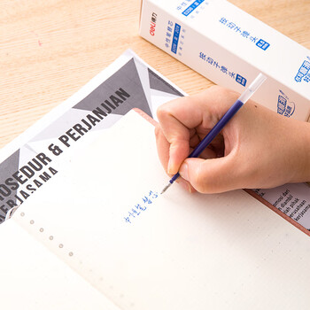 得力（deli）按动中性笔替芯 学生办公签字笔水笔笔芯 0.5mm子弹头S01/S08/1008/K35适用 蓝色20支/盒S206