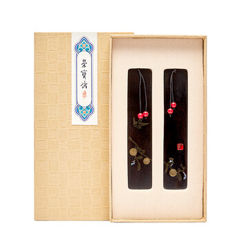 荣宝斋 书签 文房四宝收藏摆件书法国画专用中国风掐丝螺钿紫光檀木实木 馈赠礼物 事事如意书签