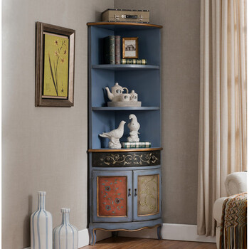 igiftfire美式实木墙角柜三角形客厅多功能角落储物柜转边角酒柜整装h