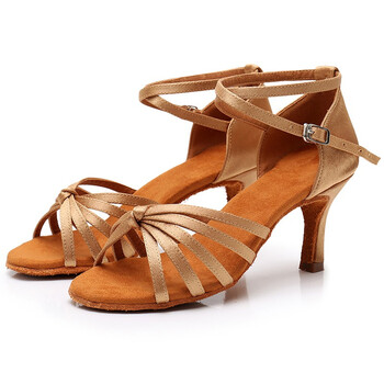 hipposeus拉丁舞鞋女成人高跟室内软底交谊恰恰舞鞋演出练习舞蹈鞋 浅