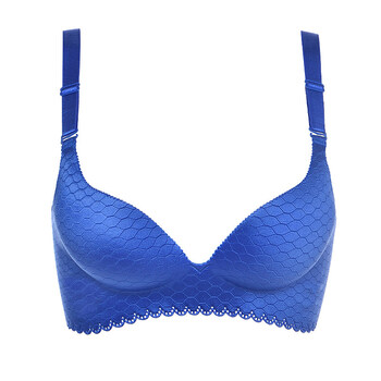 钢圈文胸性感拉丝上托调整型胸罩少女小胸聚拢无痕内衣女 1701宝蓝色