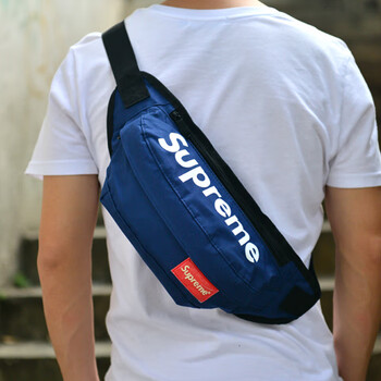 supreme腰包男包潮韩版运动跑步斜挎包女帆布死飞手机胸包死飞包 深