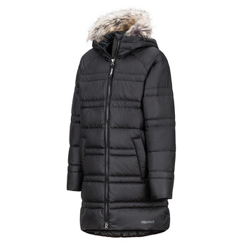 土拨鼠marmot秋冬运动抗水鸭绒防风700蓬中长款羽绒服女童户曜石黑