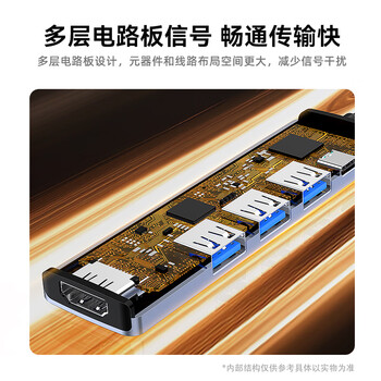 毕亚兹 USB3.0扩展坞转HDMI拓展坞转换器分线器 笔记本外置显卡投影仪电脑电视转接头同屏线视频连接线