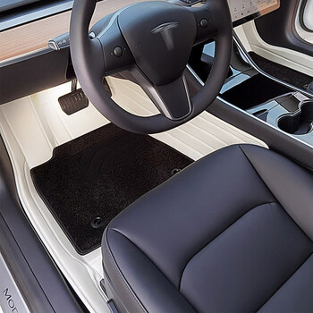 脚垫modely专用毛豆3全包围汽车丝圈地毯内饰改装双层纳米绒地毯白