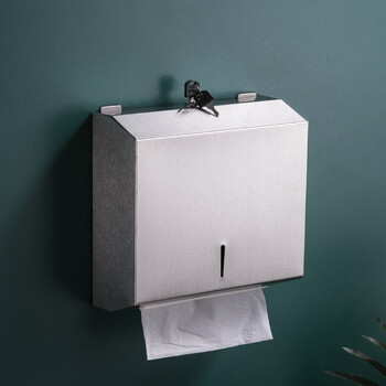 304不锈钢酒店壁挂大盘纸巾盒厕所大纸架公共卫生间擦手纸盒打孔201