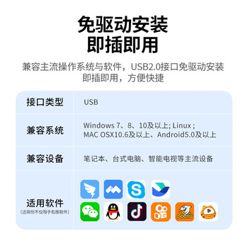 绿联USB外置电脑摄像头1080P高清广角双麦克风 台式机笔记本电脑视频通话直播办公会议面试考试15728