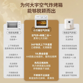大宇(DAEWOO)空气炸烤箱 家用空气炸锅烤箱一体机 多功能10L热风循环免翻面迷你电烤箱 KX05米白色 大宇(DAEWOO)空气炸烤箱 家用空气炸锅烤箱一体机 多功能10L热风循环免翻面迷你电烤箱 KX05米白色