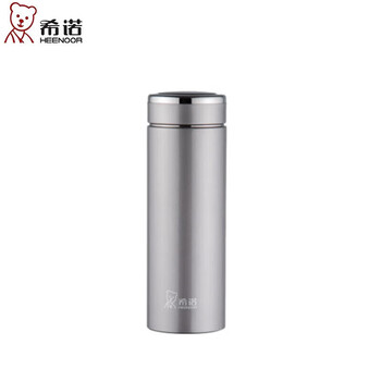 希诺（heenoor）大容量保温杯400ml高档水杯带滤网细长便携车载铂金色XN-3011