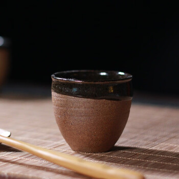 三义成 茶具茶杯水杯陶瓷粗瓷纯手工黑釉小缸杯80ml