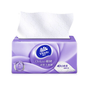 维达 棉韧3层抽取式纸面巾90抽10包 V2839 不易破+维达纸一包