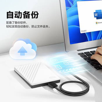 西部数据4TB 移动硬盘 USB3.0 My Passport随行版2.5英寸 白 机械硬盘 大容量 手机电脑外接 加密兼容Mac
