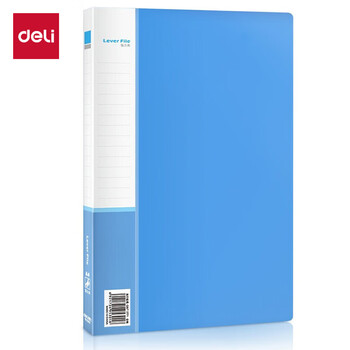 得力（deli）A4金属单强力夹+插页袋文件夹 票夹大容量试卷资料档案合同夹诗朗诵签约夹板办公用品 5301蓝色