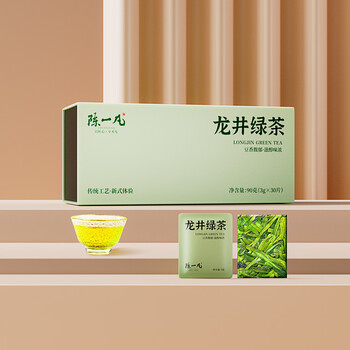 陈一凡 龙井茶 绿茶茶叶新茶龙井春茶送长辈小茶饼茶叶礼盒装180g