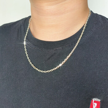 春凯男士白金项链铂金男细款pt950包银999显闪潮嘻哈毛衣链小众35mm