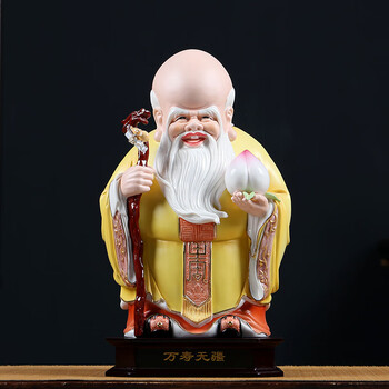 黄銅仙桃寿老人 寿老人の置物 銅製桃入寿老人 風水置物 長寿の贈り物