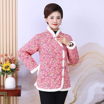 倍安伦妈妈穿的棉服中老年女士东北花棉袄女妈妈款加绒加厚保暖外穿
