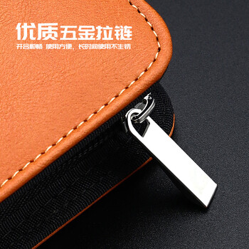 嘉然恒 a5商务活页笔记本子多功能拉链包式记事本可拆卸替换内芯25K简约会议记录本工作日记本可定制 蓝色