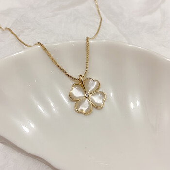 幸运四叶草项链不掉色钛钢精致花瓣锁骨链简约韩版气质女新款颈链猫眼