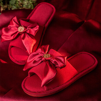 dutrieux结婚用品大全夏季凉拖鞋女方陪嫁鞋子新婚婚房室内防滑红拖鞋