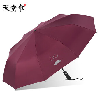 天堂伞全自动三折十骨黑胶防晒可印LOGO晴雨两用33592E睿智人生 藏青