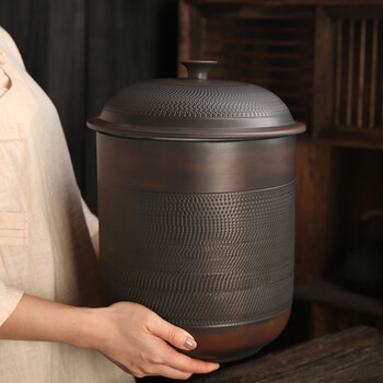 汝晗紫陶茶叶罐密封罐陶瓷精品高档紫砂大号日式醒茶罐储存罐防潮家用