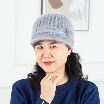 帽子女新款秋冬中老年毛线帽女老人秋冬针织百搭时尚妈妈帽中老年加厚