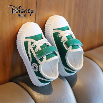 迪士尼disney2024春夏款19岁宝宝鞋子男童鞋儿童帆布鞋单鞋805绿色内
