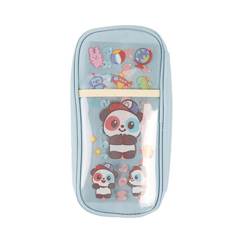 中华学生笔袋 大容量多层学生铅笔盒 多功能DIY文具收纳盒 儿童节礼物 六一儿童节礼物PB0007B 蓝色