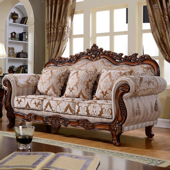 沙发组合木整装布艺欧式沙发美式沙发客厅小户型沙发家具1号色单人