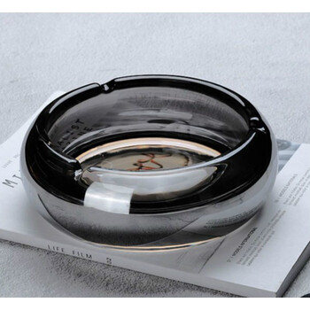 烟灰缸大号水晶玻璃烟灰缸网红款客厅办公室创意烟缸酒店ktv 13cm圆形