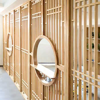 新中式屏风隔断实木玄关镂空卧室装饰客厅入户进门简约日式木格栅普通