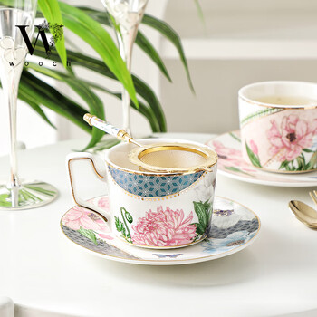 物取（WOOCH）繁花蝶舞咖啡杯碟套装高颜值精致下午茶商务乔迁结婚送礼