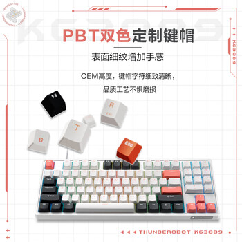 雷神（ThundeRobot）KG3089破晓 有线游戏机械键盘 家用电竞89键全键无冲键线分离 PBT双色键帽无畏契约cs2 红轴