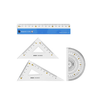 晨光（M&G）卡斯波和丽莎套尺学生考试文具15cm直尺量角器三角尺四件套QRL960CE 1套装