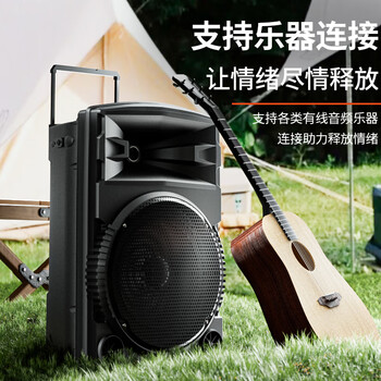纽曼N522便携广场舞大功率低音炮户外K歌蓝牙拉杆电木吉他民谣乐器音箱移动摆摊喇叭双麦带适配器12吋