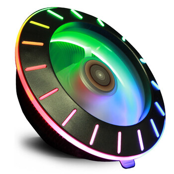 长城飞碟炫彩cpu散热器台式机intelamd下压式rgb散热cpu风扇 黑色