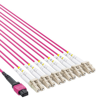 HAILE海乐 多模万兆MPO-LC12芯 40G转10G/100G转25G多模万兆OM4 MPO分支光纤线 20米 MPO-MTA12-LC-20M