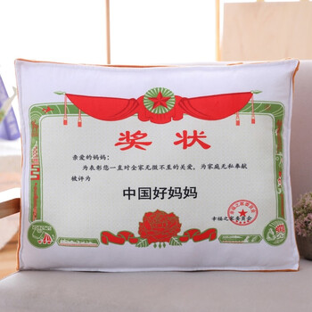 午休礼品新款毛绒靠垫枕礼物枕奖状节抱枕2022奖状中国好妈妈约35厘米