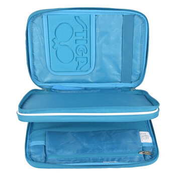 STIGA斯帝卡斯蒂卡 皮革乒乓球拍套拍包 双层方形乒乓球包 CP-5W21蓝色