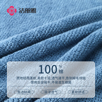 洁丽雅（Grace）鲁道夫抗菌毛巾 纯棉大毛巾吸水长绒棉洁面擦脸洗脸巾118g 忧郁蓝