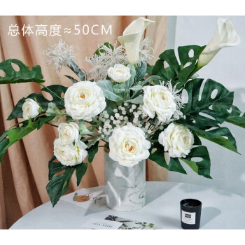 天然大理石花瓶と薔薇の造花-